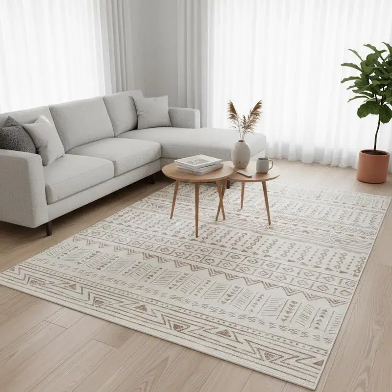 

Area Rug, 5 x 7 ft Large Washable Rug, Non-Slip and Tear-Resistant Soft Carpet, Pet & Child Friendly Modern Area Rugs, Indoor Mat for Bedroom, Office, Living Room, Kids Room, Entryway, Beige