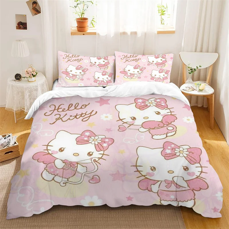 Dekorasi kamar anak Universal, gambar kartun Anime 3D Digital Printing Hello Kitty warna-warni selimut pola kartun Universal