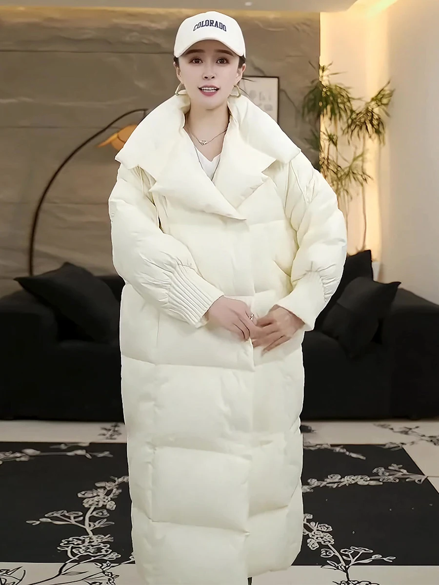 Inverno Thiened Bianco Du down Jaet Cappotto da donna con colletto alla moda Caldo pendolare Sle di media lunghezza Altro colletto