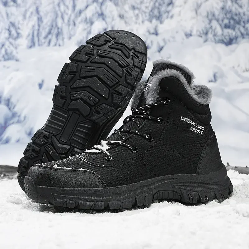 Snow Boots Man Platform Boots Non-slip Men Winter Shoe Plush Or No Plush Warm Ankle Boot Waterproof Comfortable Boot Big Size 48