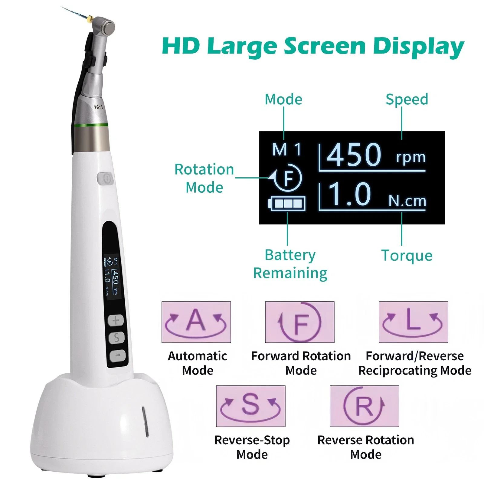 Dental LED Wireless Endo Motor 16:1 Reciprocating Root Canal/16:1 Head Handpiece
