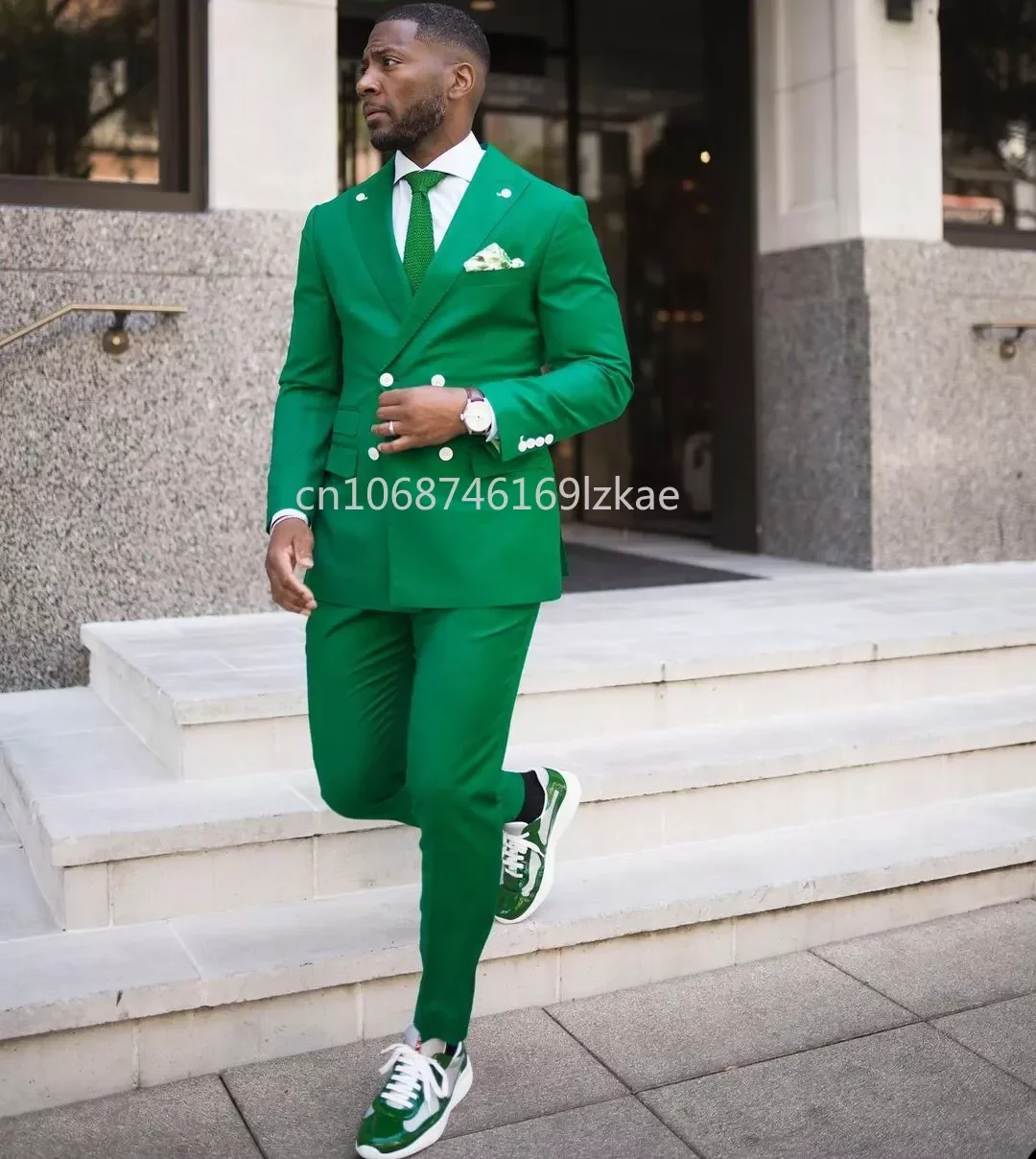 Summer Green Mens Wedding Tuxedos Double Breasted Slim Fit Men Blazers Custom Groom Prom Wear Pants Suits 2 Pieces