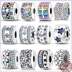 100% 925 Sterling Silver Shiny Zircon Round Beads 925 Silver Colored Zircon Beads Suitable Fit 3MM Original Bracelet