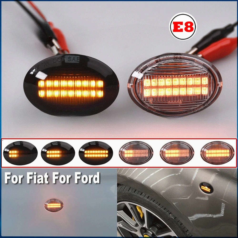 

2 шт. универсальные динамические светодиодные боковые габаритные фонари для Fiat 500 Alfa Romeo Ford Ka последовательный поворотный фонарь