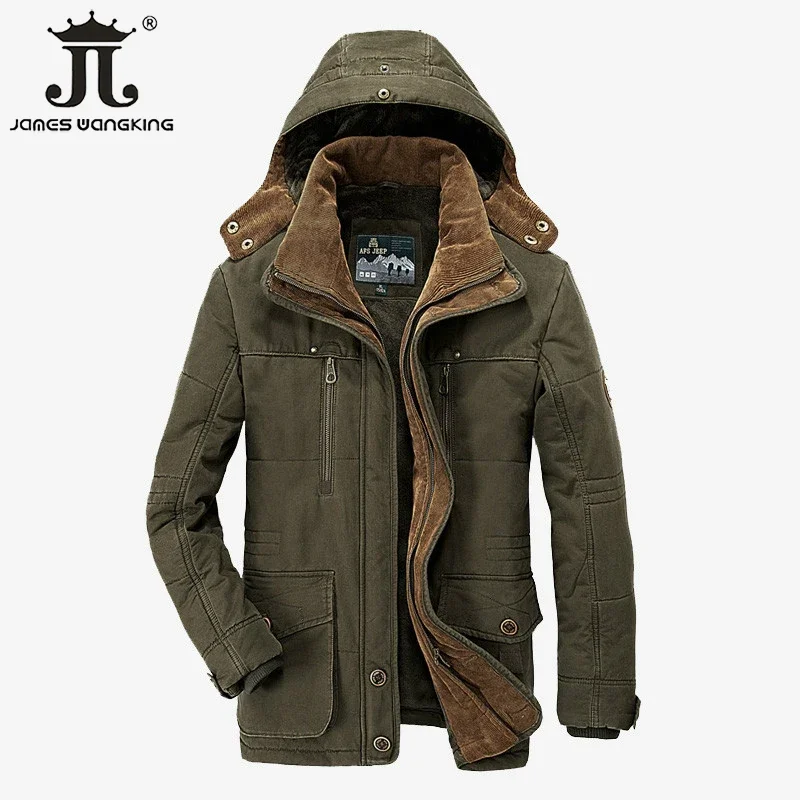 M-6XL 2024 Winter Jacket Men Warm Big Size Coat Thicken Windbreaker High Quality Fleece Cotton-Padded Parkas Military Overcoat