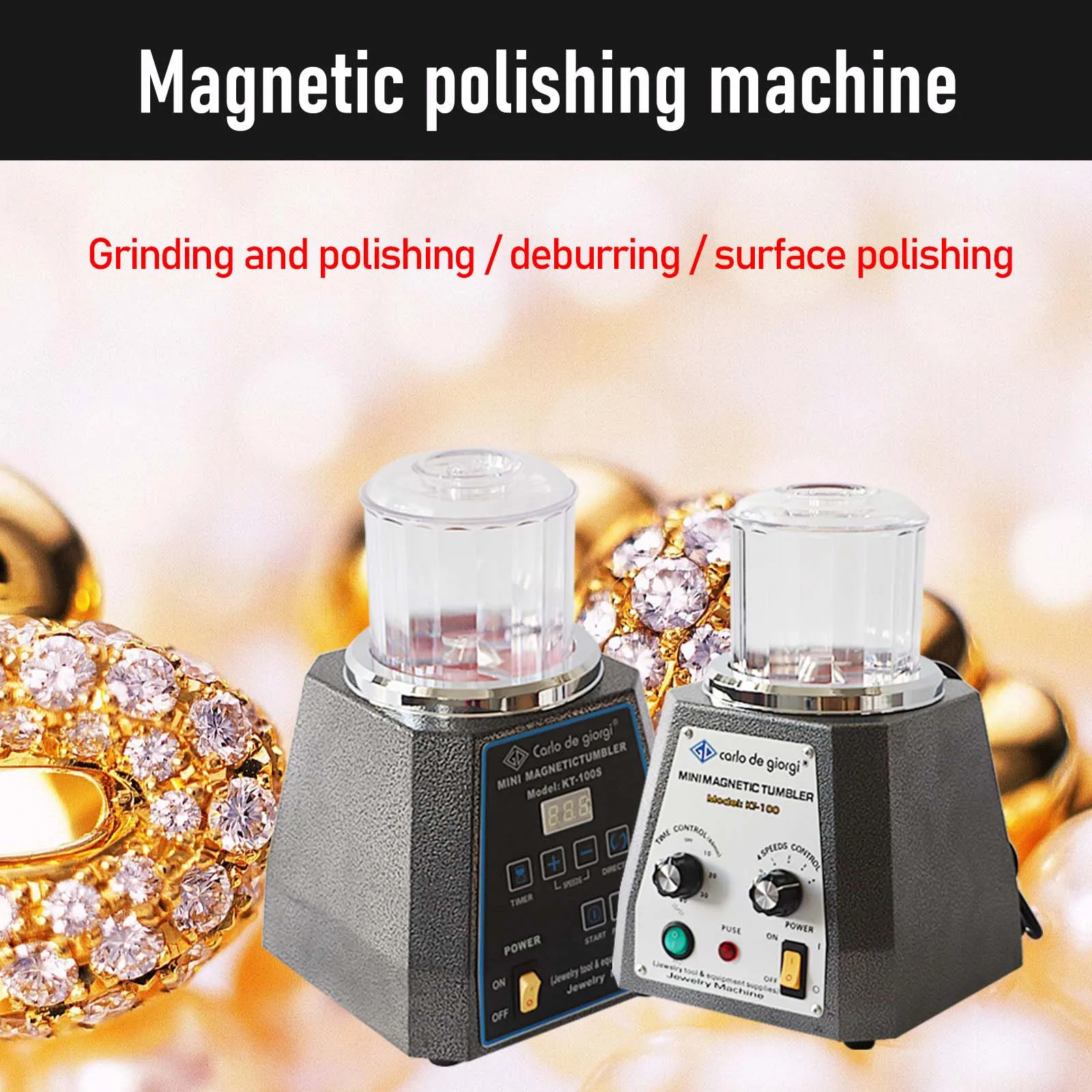 KT-100/KT-100S Magnetic Tumbler Polisher, 2000RPM 4-Speed Jewelry Polishing Machine for Gold & Fine Detailing