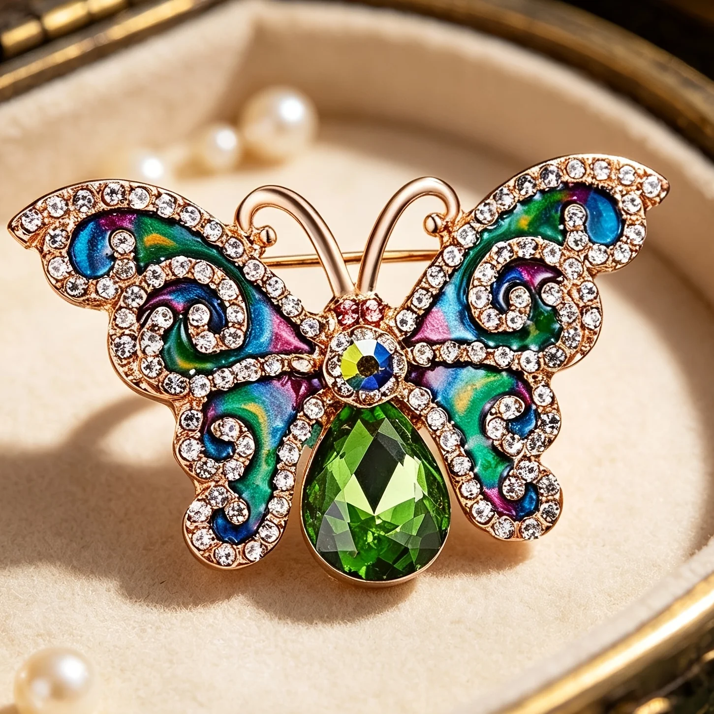 Vintage Enamel Butterfly Brooch Colorful Insect Pin Statement Jewelry for Women Suits Coats Dresses Scarf Christmas Gift