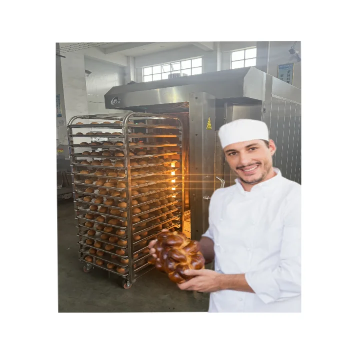 Customized Commercial Large Capacity Bread Factory Rotary Oven for Pita Bread Toast with Steam Trolley Made in China