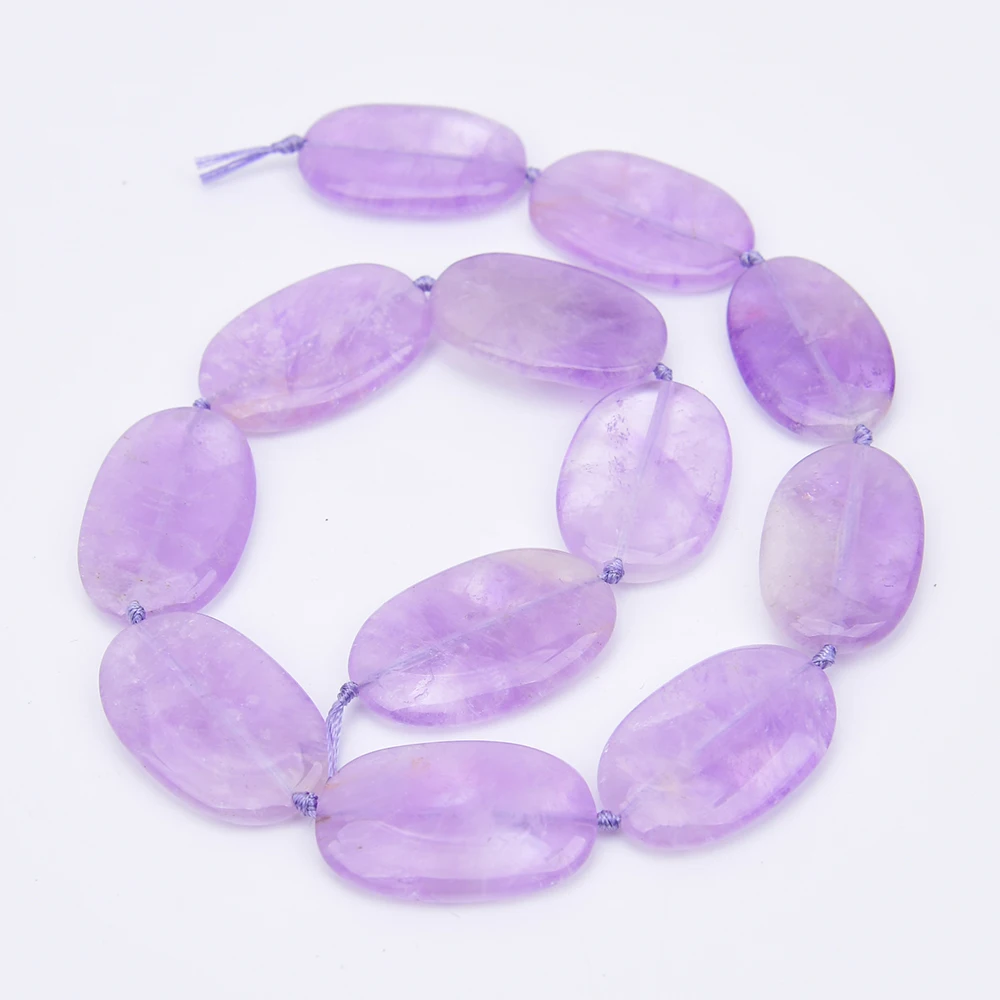 

APDGG Natural Light Purple Amethyst Quartz Oval Slice Loose Beads 15.5'' Strand Jewelry Making DIY