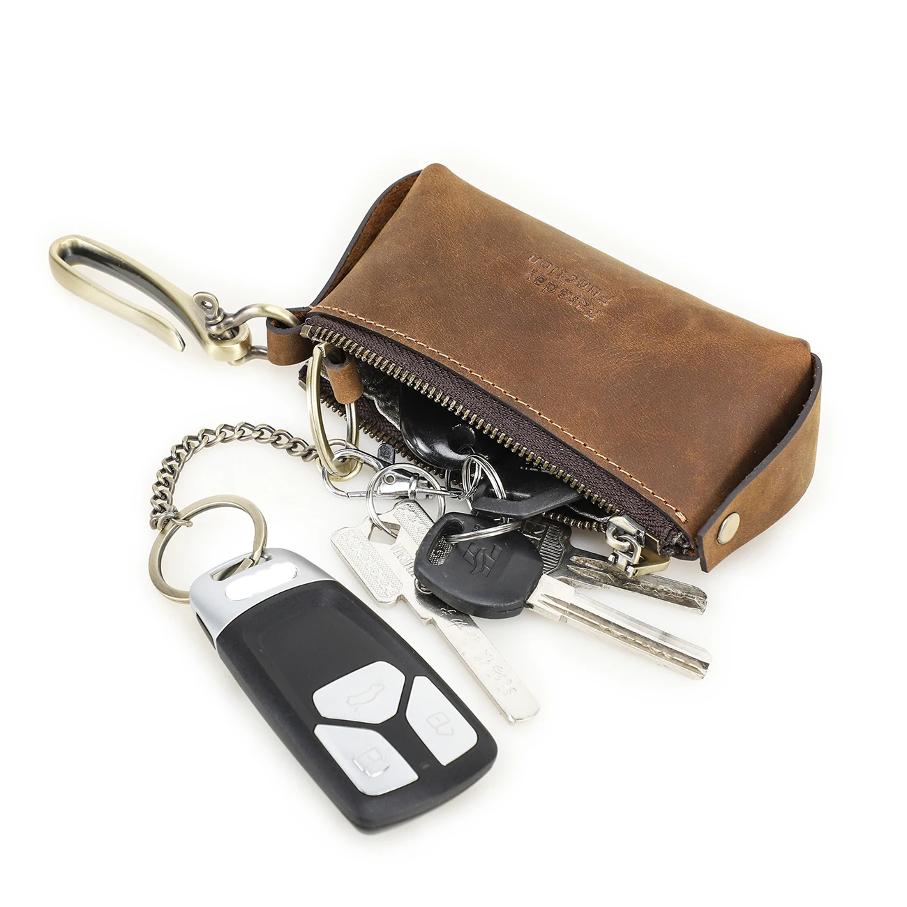 

Многофункциональный винтажный чехол для автомобильных ключей из кожи Crazy Horse с RFID-защитой и защитой от царапин, для смарт-ключей