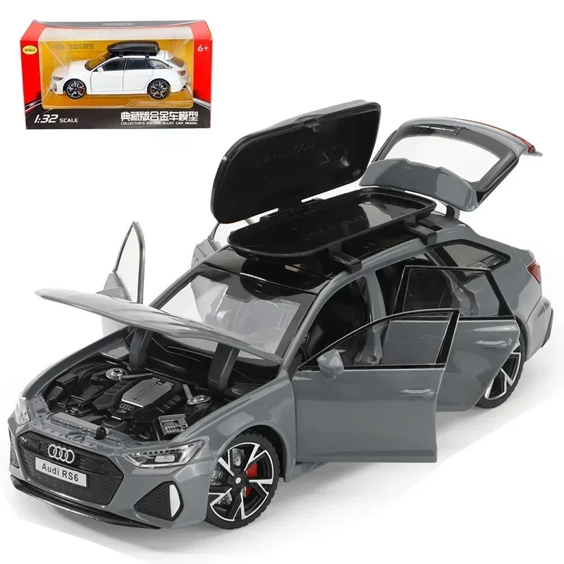 1:32 Audi RS6 Hoge Simulatie Diecast Metaallegering Model auto Geluid Licht Trek Collectie Favoriete Festival Geschenken
