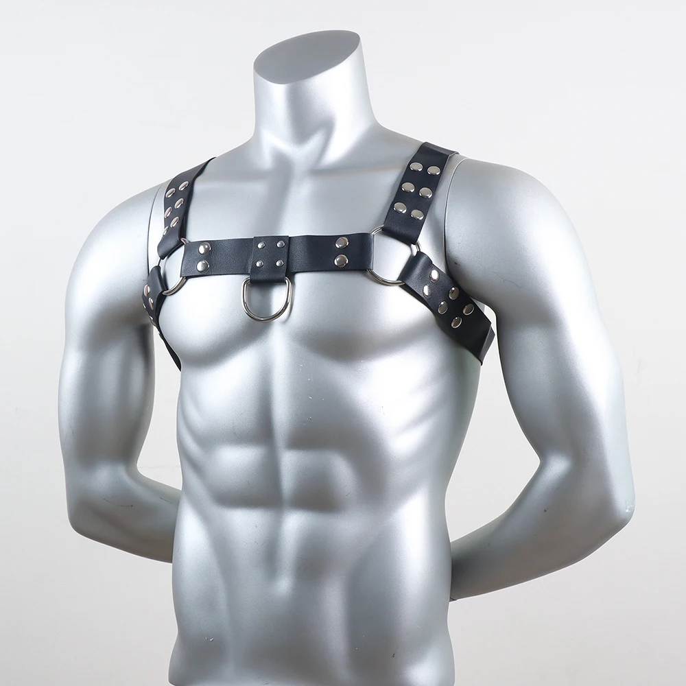 Male Lingerie Leather Harness Bondage Strap Men Adjustable Fetish Gay Sexual Body Chest Harness Belt Punk Rave Costumes for Sex