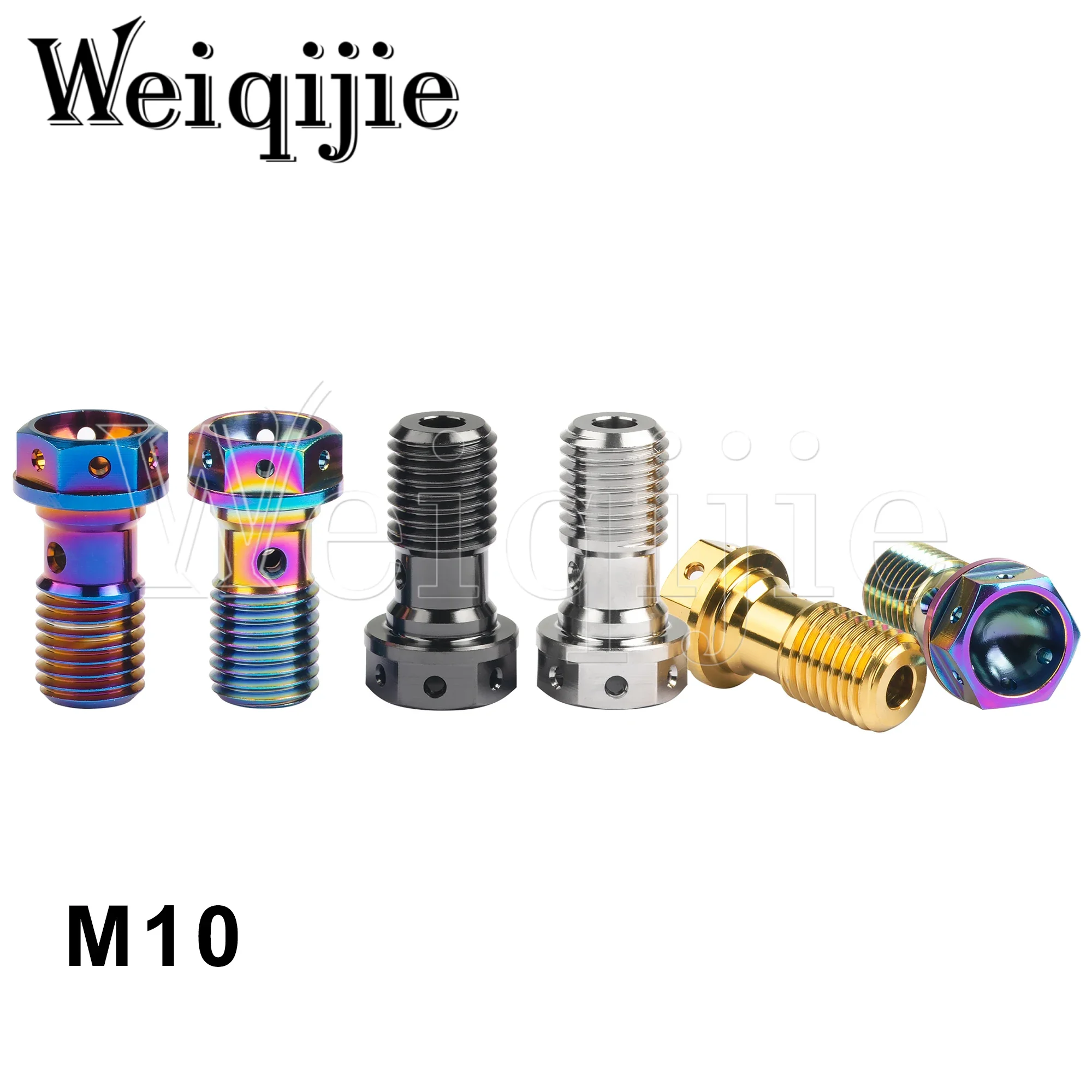 

Weiqijie 6pcs Titanium Bolt M10x1.0/1.5 Pitch Hex Flange Head Banjo Screws For Motorcycle Brembo Brake Double Wire