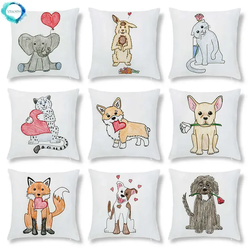 

45X45CM New Painted Pet Peach Skin Valentine's Day Pillow Cover Car Sofa Pillow Cushion Wholesale