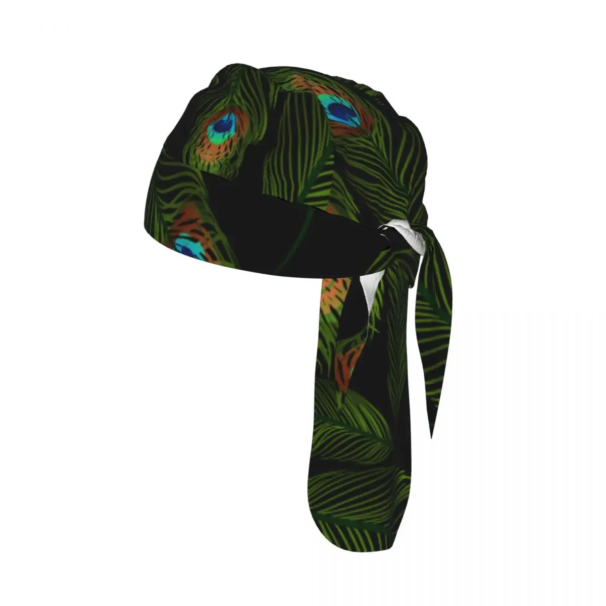 Bicycle Headband Cap Peacock Feather Pattern Cycling Headscarf Quick-dry Sun-Protective Hat Head Scarf