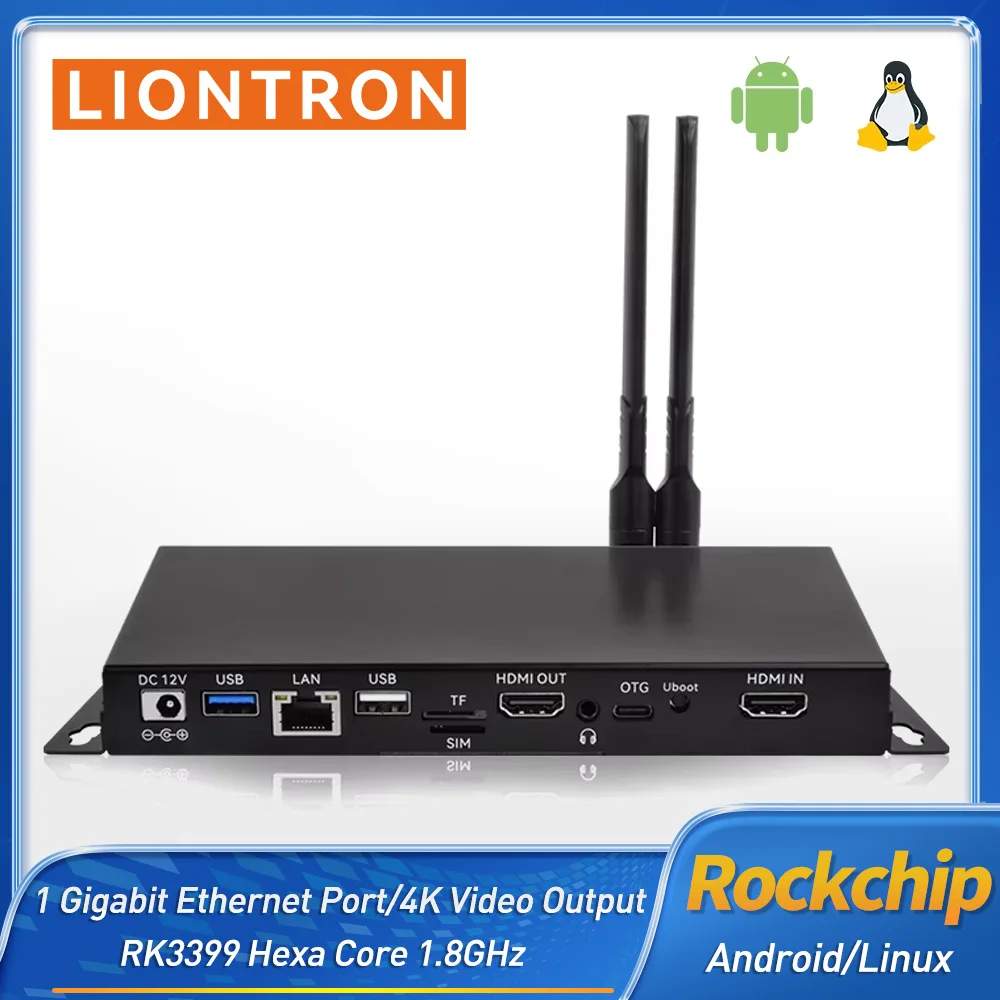 

Liontron Rockchip RK3399 медиаплеер с Android 7/8/9 Linux OS HD-MI Входной выход для рекламной машины Интеллектуальный ПК