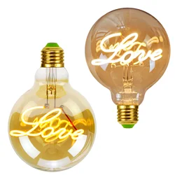 Lampadina Edison retrò dimmerabile E27 220V 110V 4W G95 Lettera d'amore Luce Decorazioni per la casa Lampadina a filamento LED