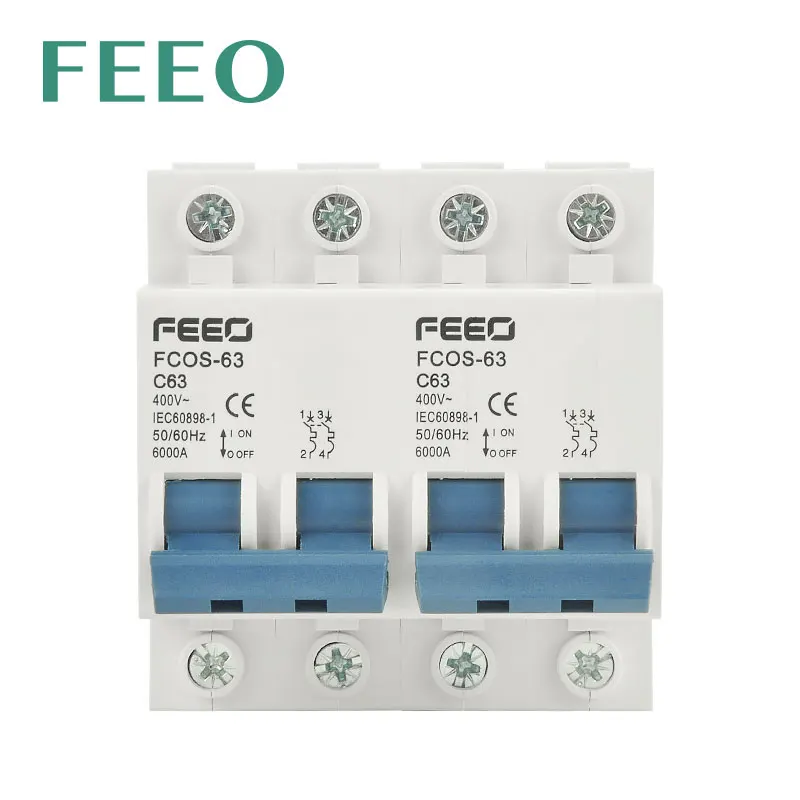 FEEO 2P+2P 63A AC Dual Power Protector Solar Manually Transfer Switch MTS Interlock Electric Circuit Breaker Protection Machine