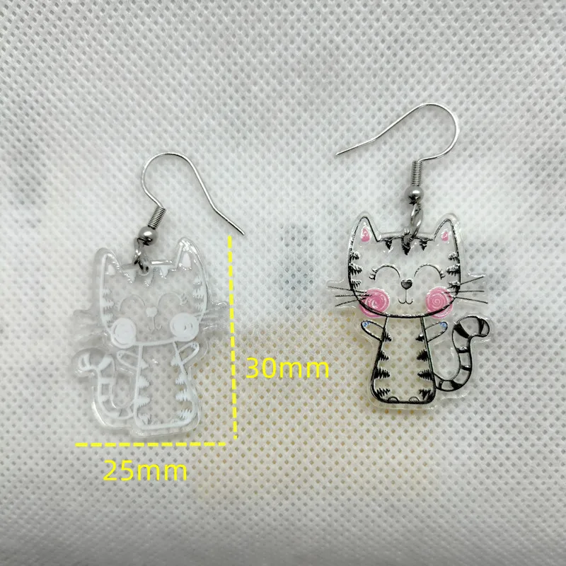 Yungqi Acrylic Cartoon Cute Cat Dangle Earrings for Women Girl Animal Pet Drop Earring Bff Friendship Party Gift Jewelry Brinco