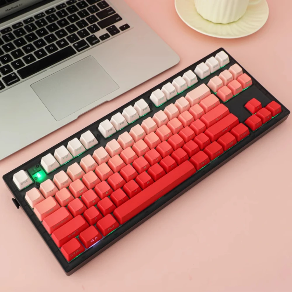 

Coral Gradient Keycaps Side Top Character Translucent Backlit Key Cap PBT OEM Profile For MX Switch Mechanical Keyboard Accessor