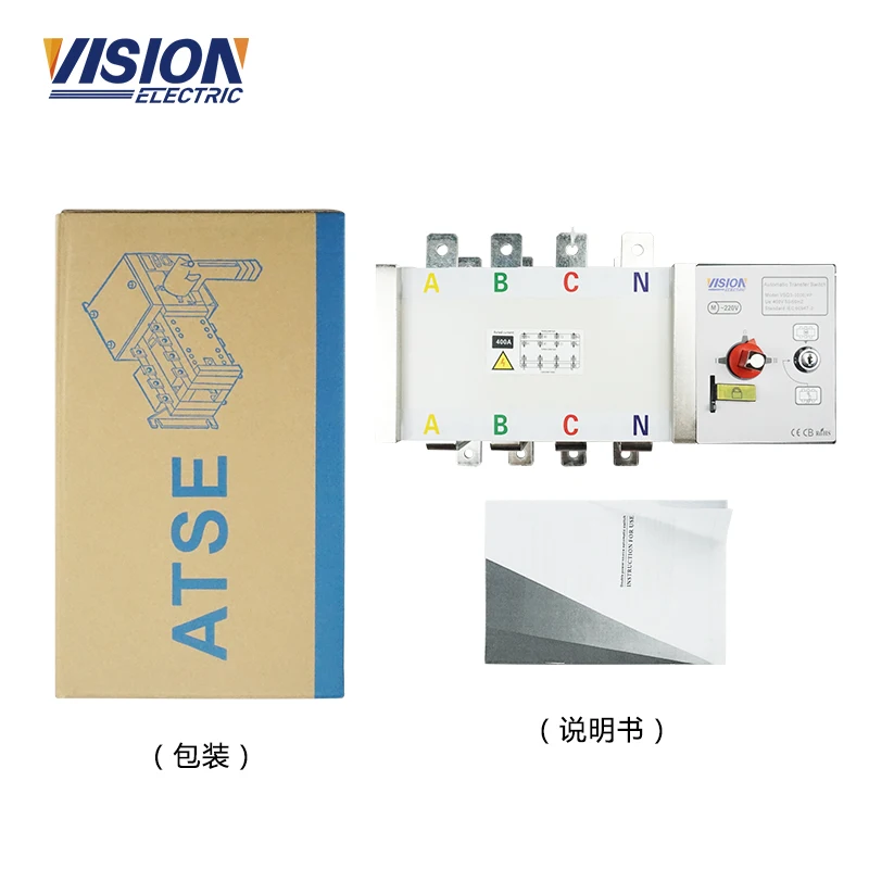 VISION ATS 800A Generator Sakelar Transfer Otomatis Daya Ganda ATS 4P 4 Tiang