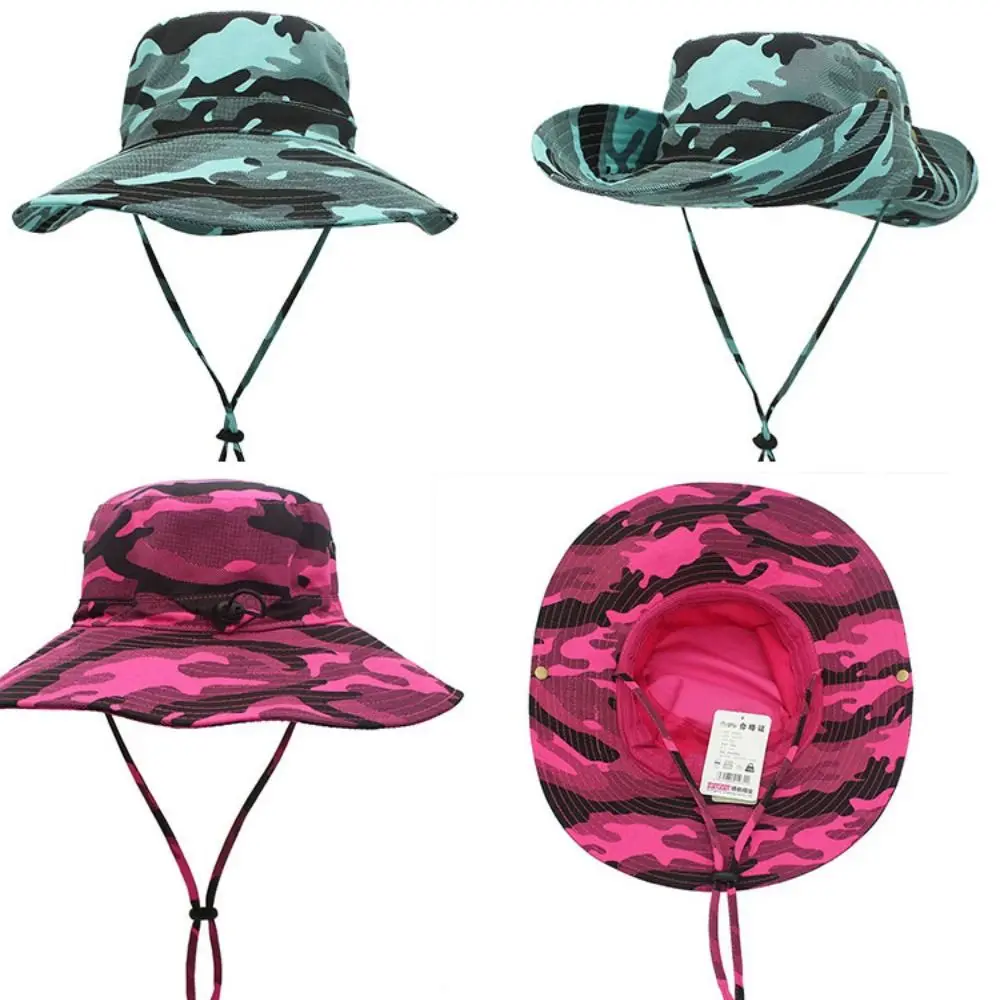 High Quality Cotton Fishing Hat Buttons Rope Travel Cap Wide Brim Summer Beach Sun Hats