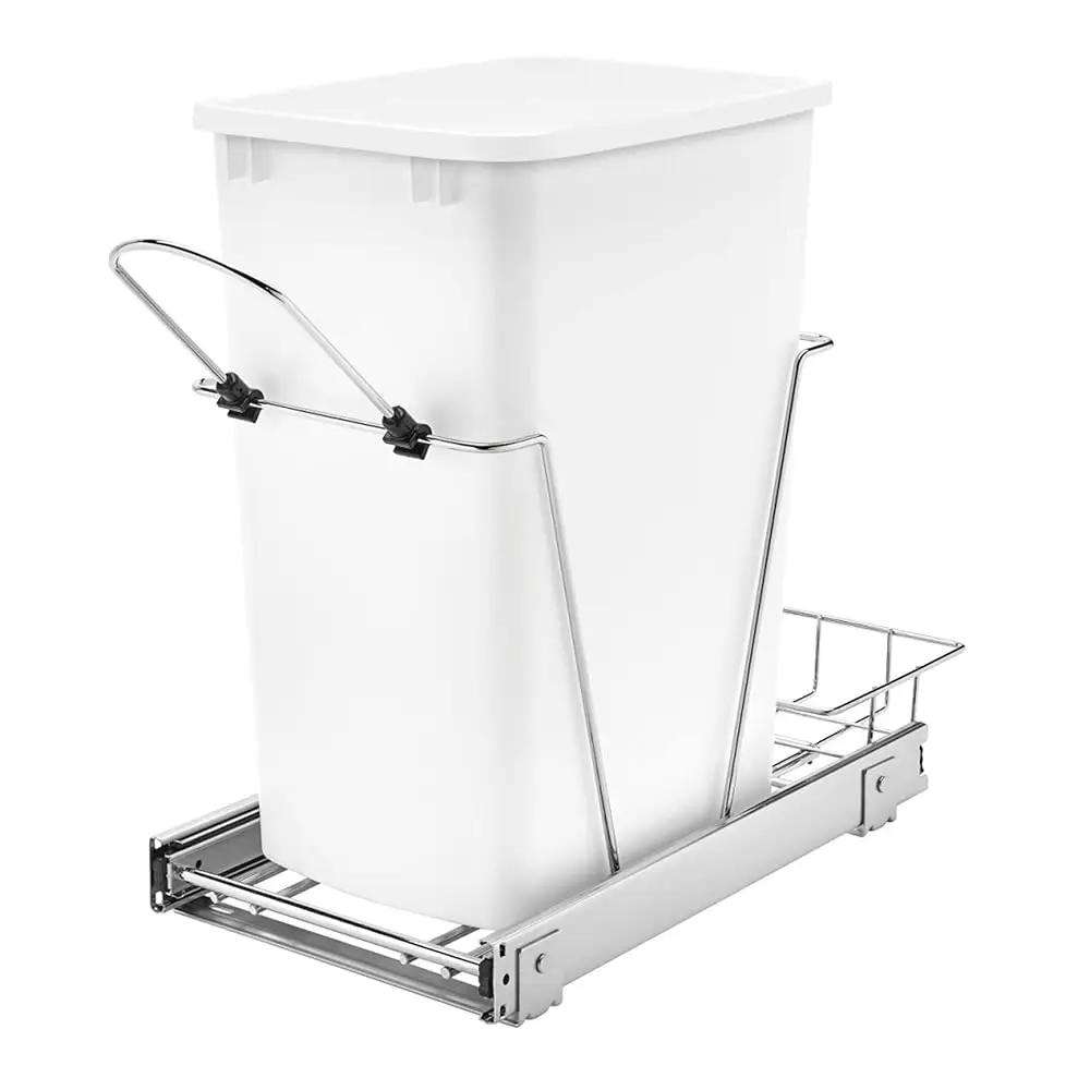 

Pullout Trash Can For Kitchen Cabinets 35 Quart Garbage Waste Recycling Bin With Full Extension Slides, White, Rv-12Kd-11C