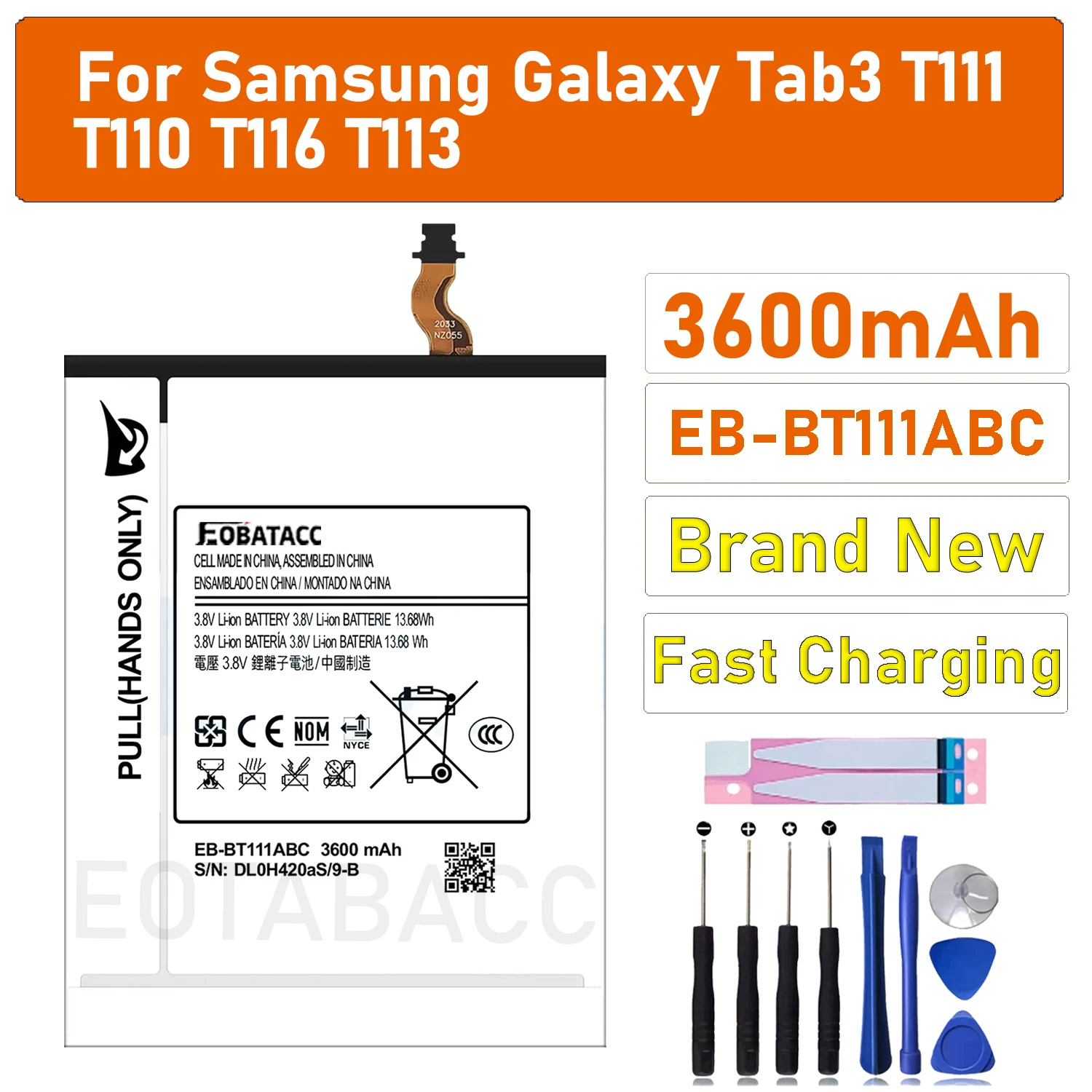 

High Quality EB-BT111ABC Battery For Samsung Galaxy TAB 3 Lite 7" SM-T110 T111 T113 T110 T116 T118 Batteries 3600mAh