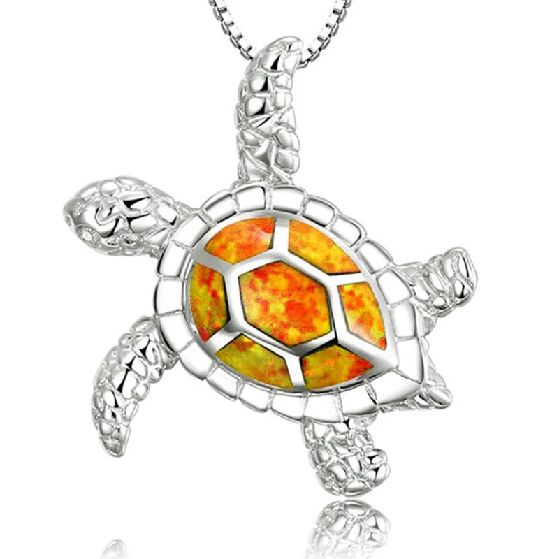 

Fashion Blue Opal Turtle New Frog Pendant Necklace Temperament Opal Women's Necklace Jewelry