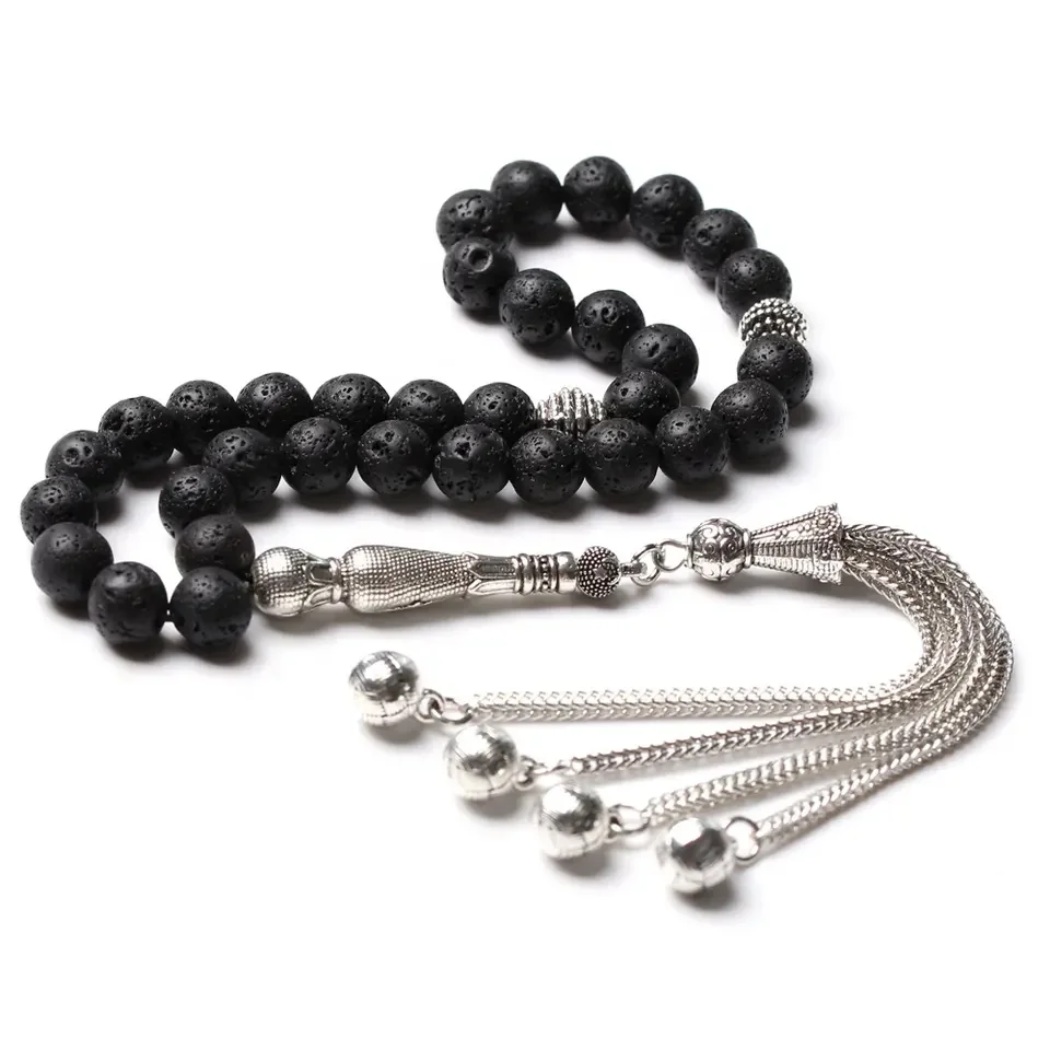 

Men tasbih prayer beads lava stone 33 prayer bead black volcanic muslim Ramadan Eid gift 8mm 10mm islamic rosary misbaha