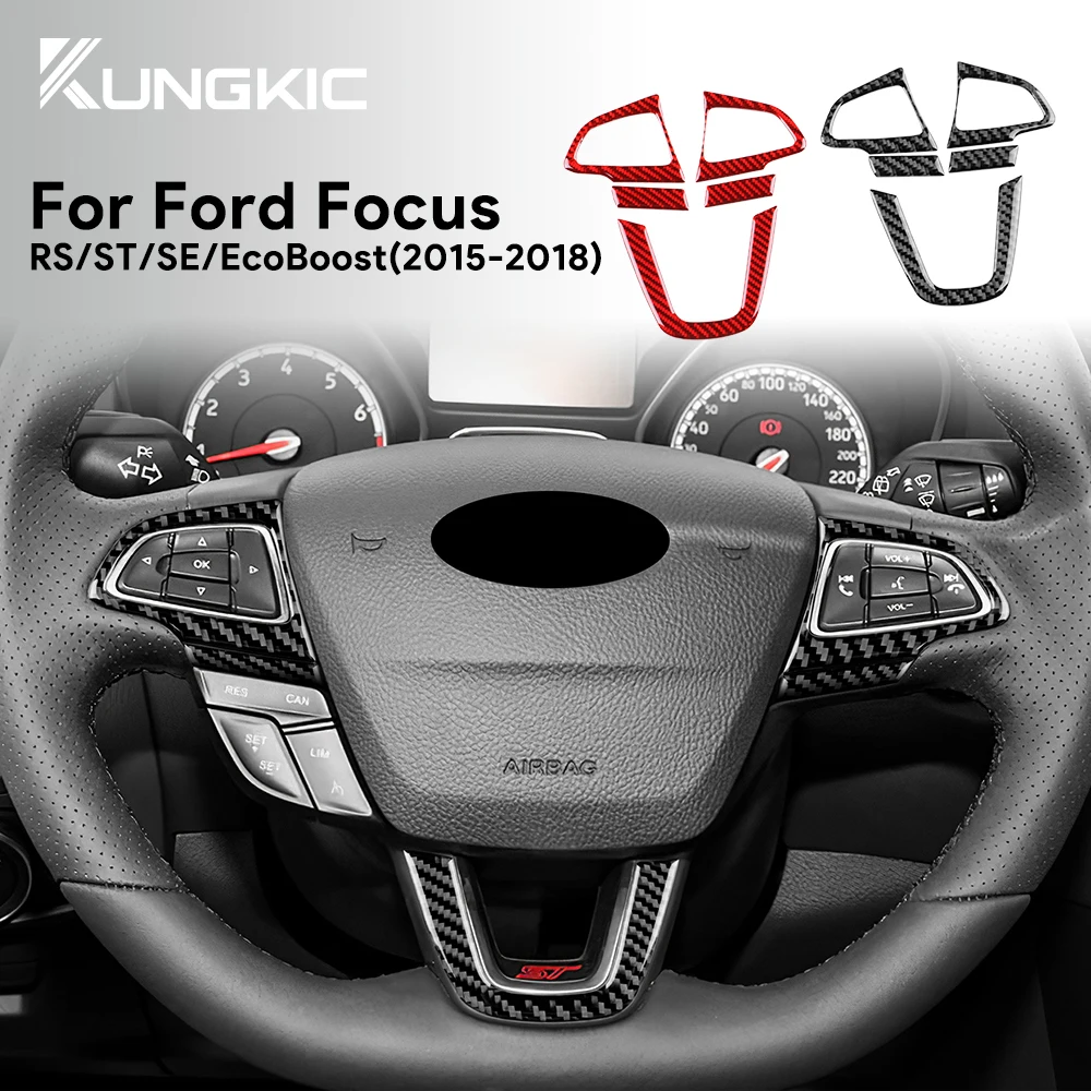 Naklejka z miękkiego włókna węglowego na ramkę przycisków kierownicy do Forda Focusa SE Ecoboost 2015, 2016, 2017 i 2018