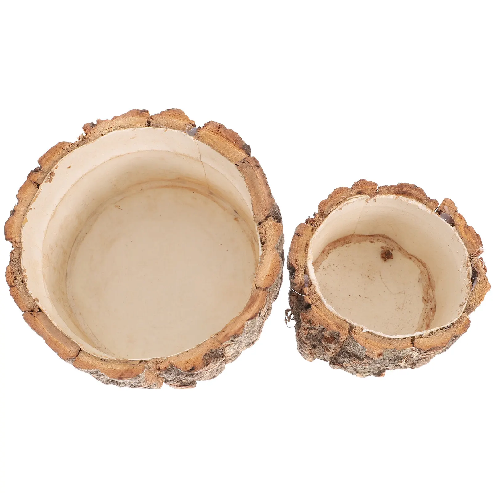 

2Pcs Natural Bark Flower Bucket Rustic Wooden Flowerpot Planter Home Garden Decor Indoor Outdoor Flower Container