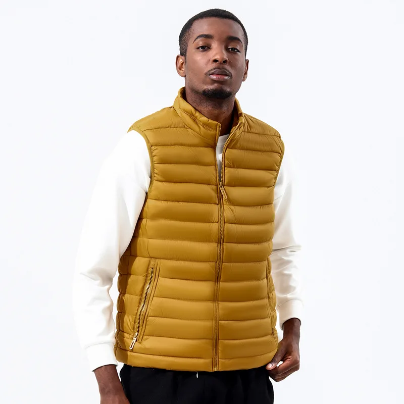 

European and American Autumn Winter New Men's Vest Stand Collar Plus Size Casual Sleeve Warm Sleeveless Cotton Coat