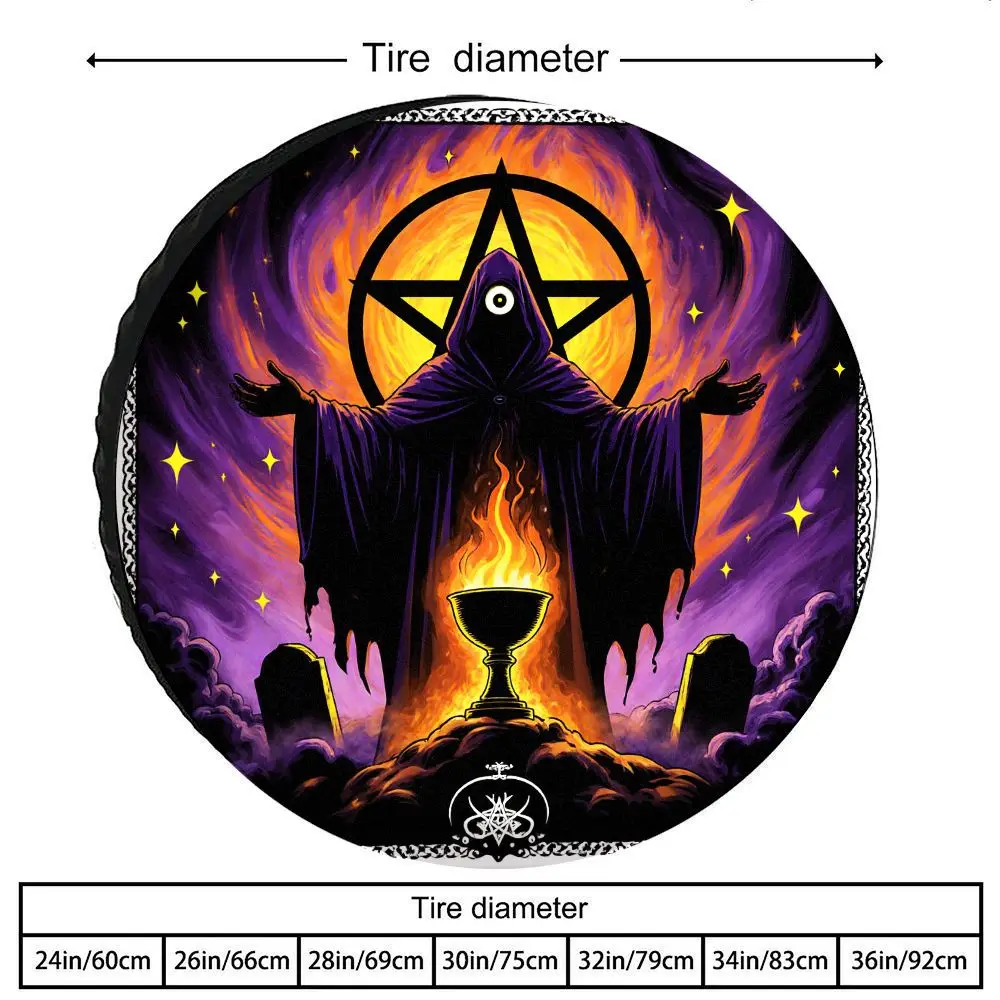 

Загадочная фигурка с капюшоном в виде пентаграммы, чехол для шин, полиэстер, защита запасного колеса для автофургонов, внедорожников, грузовиков, уличное украшение