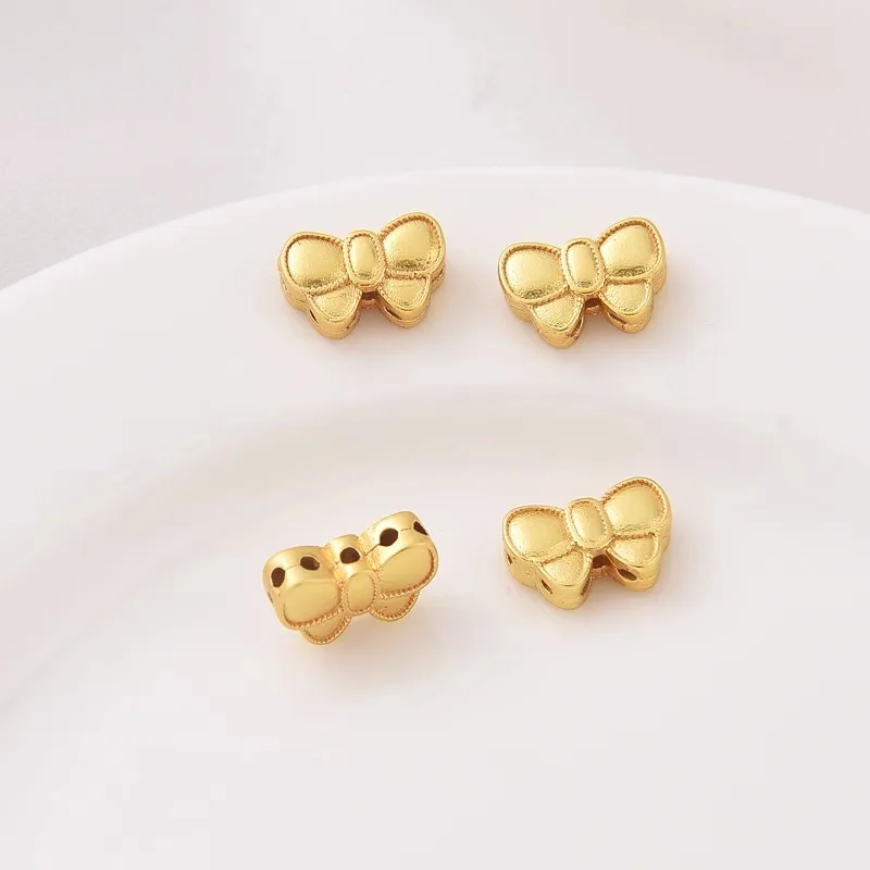 Manik-manik ember warna emas bodoh 18K buatan tangan diy tali manik gelang gelang busur transfer manik perhiasan dengan manik-manik