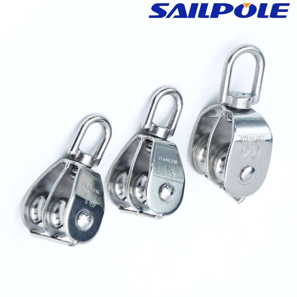 M15 M20 M25 M32 KN High Load Sheave Block Universal Head Single/dual Pulley Swivel Shackle Sailboat Plain Bearing Block Rope