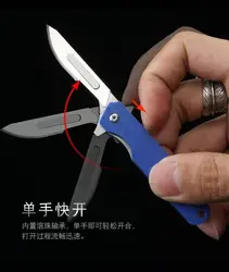 G10 Folding Scalpel Knife, Outdoor Multi-function Cutting Tool, Blue Pocket Knife Bearing System