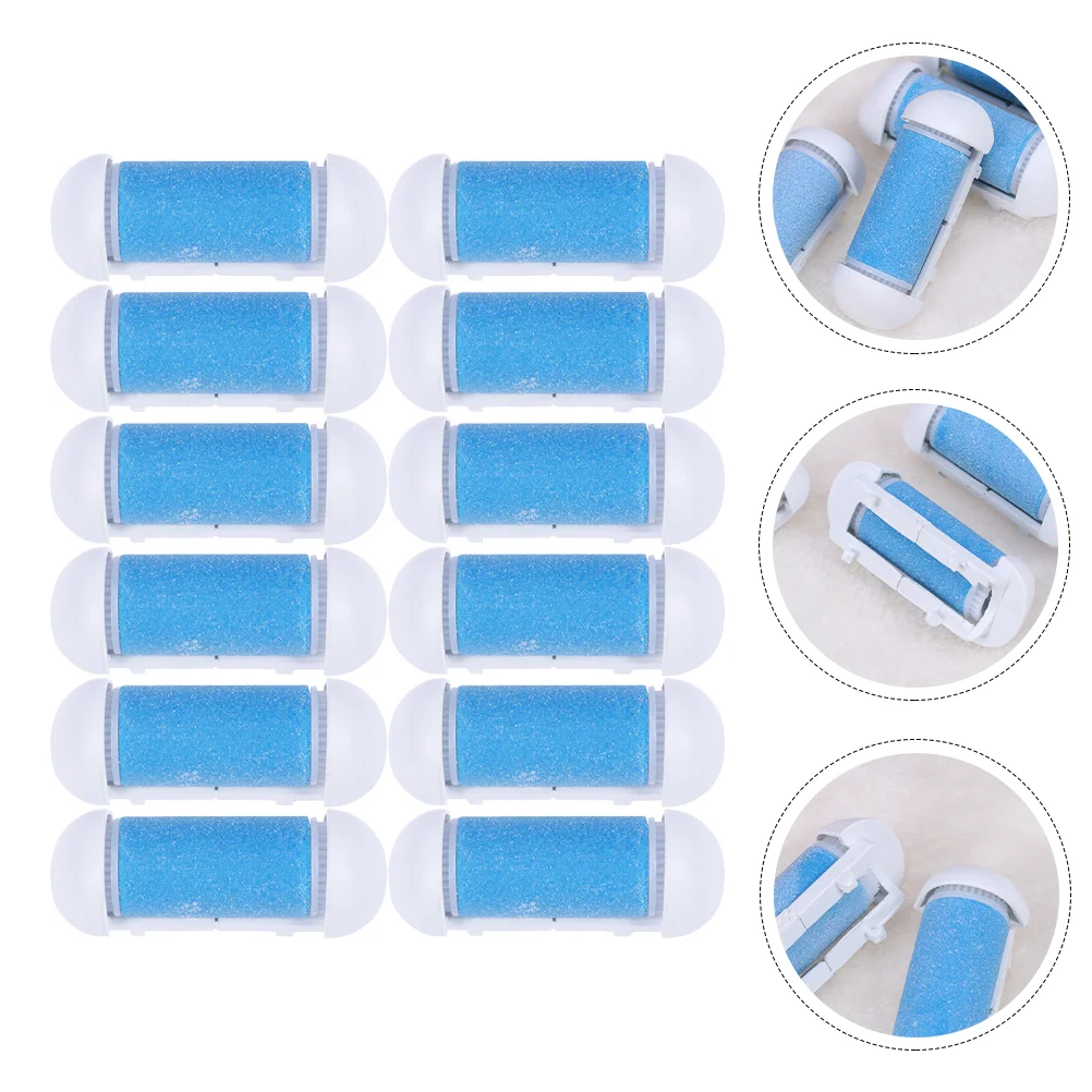 12 Pcs Pedicure Replacement Head Electronic Foot File Scroll Wheel Frosted Care Tool Blue Roller