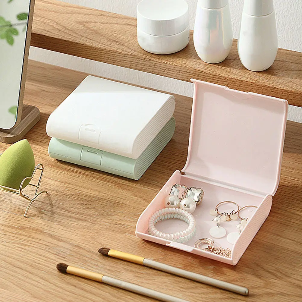 3Pcs Solid Color Desktop Jewelry Box Plastic Storage Case for Earrings Necklaces Trinkets Portable Travel Mini Sundries