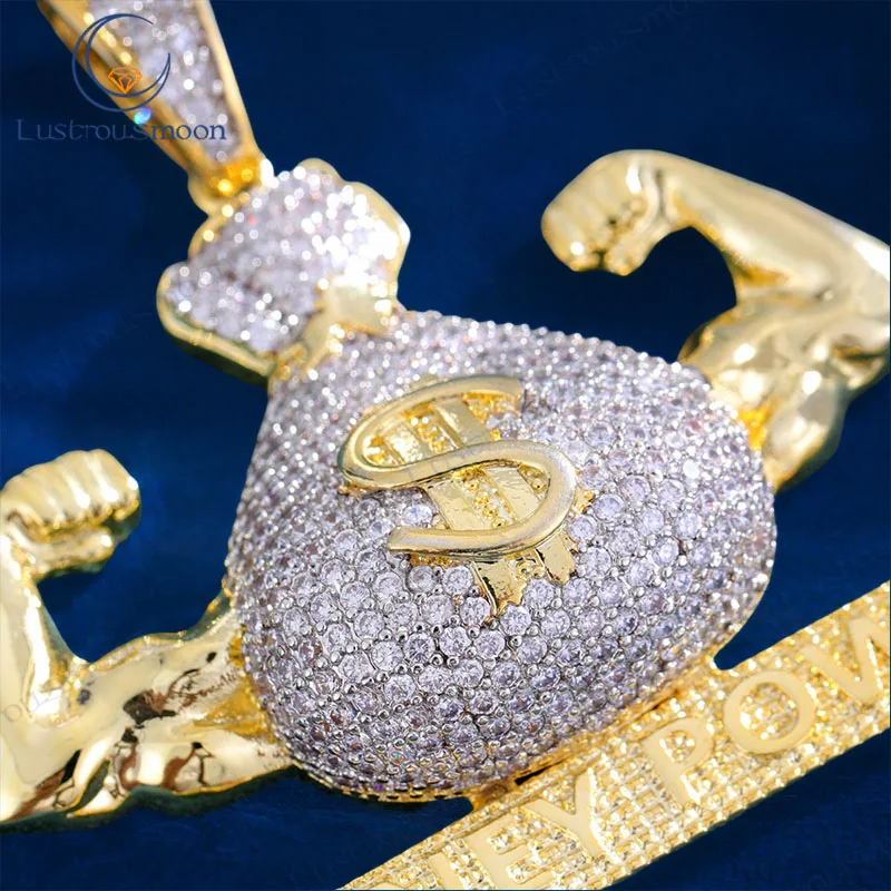 

Ожерелье в стиле хип-хоп, модный рок, мужской, женский, металлический кулак, вмещает доллар, подвеска в сочетании с имитацией бриллианта, камень CZ, рэп, настоящий стиль