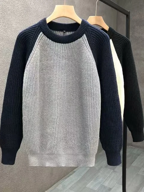 

Осень-зима, мужской облегающий круглый трикотаж, повседневный базовый слой, молодежный свитшот контрастного цвета, модный брендовый дышащий по...