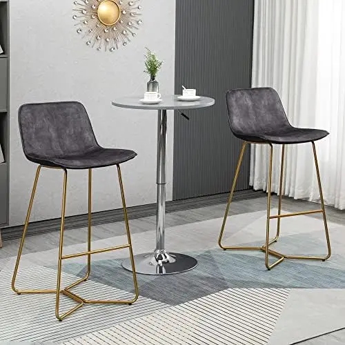 Taburetes de altura con patas de Metal doradas para comedor, sillas de tela de tacto aterciopelado, asiento de 30,25 pulgadas, hogar, G