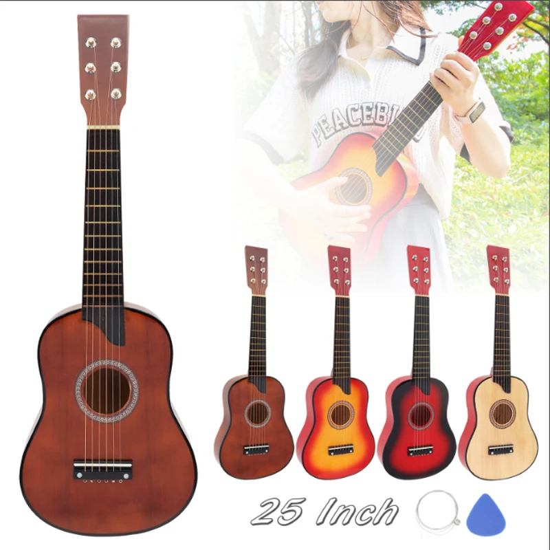 25 Inch 6 Strings Basswood Acoustic Guitar Wood Classical Small Guitar for Kids/Girls/Boys/Beginners Gift Toy Instruments