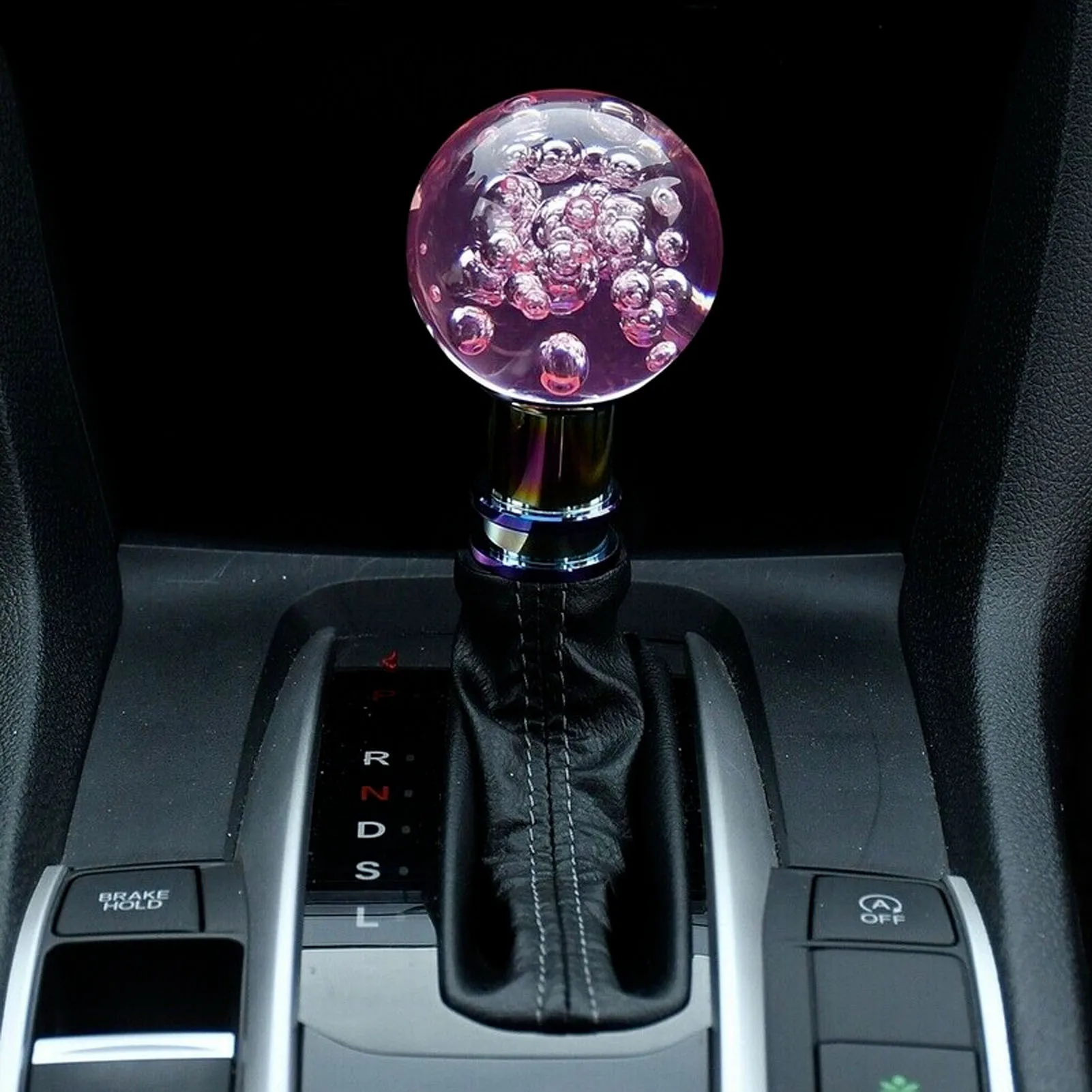 Manual Shift Knob Gear Stick Shifter Pink Crystal Bubble With 3 Threaded Adapters Universal