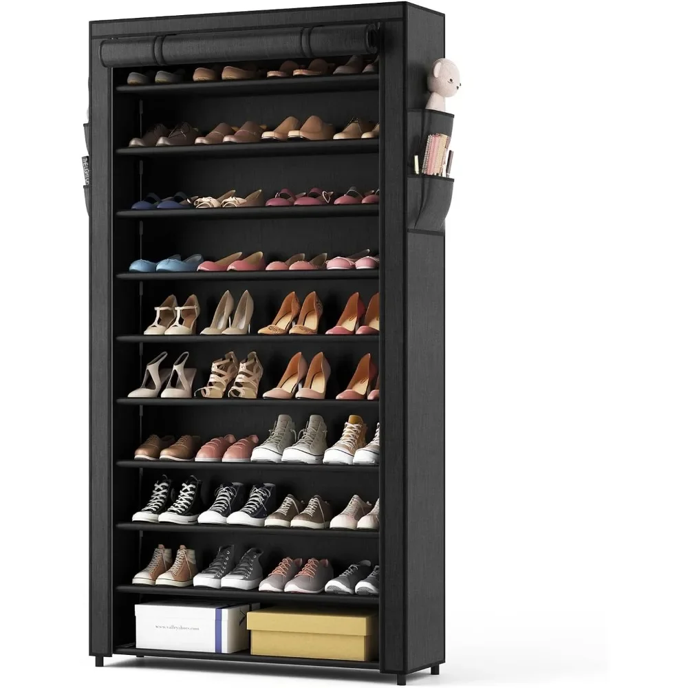 

10 Tier Shoe Rack with Covers,Large Capacity Stackable Tall Shoe Shelf Storage to 50-55 Pairs Shoes for Closet Entryway Bedroom