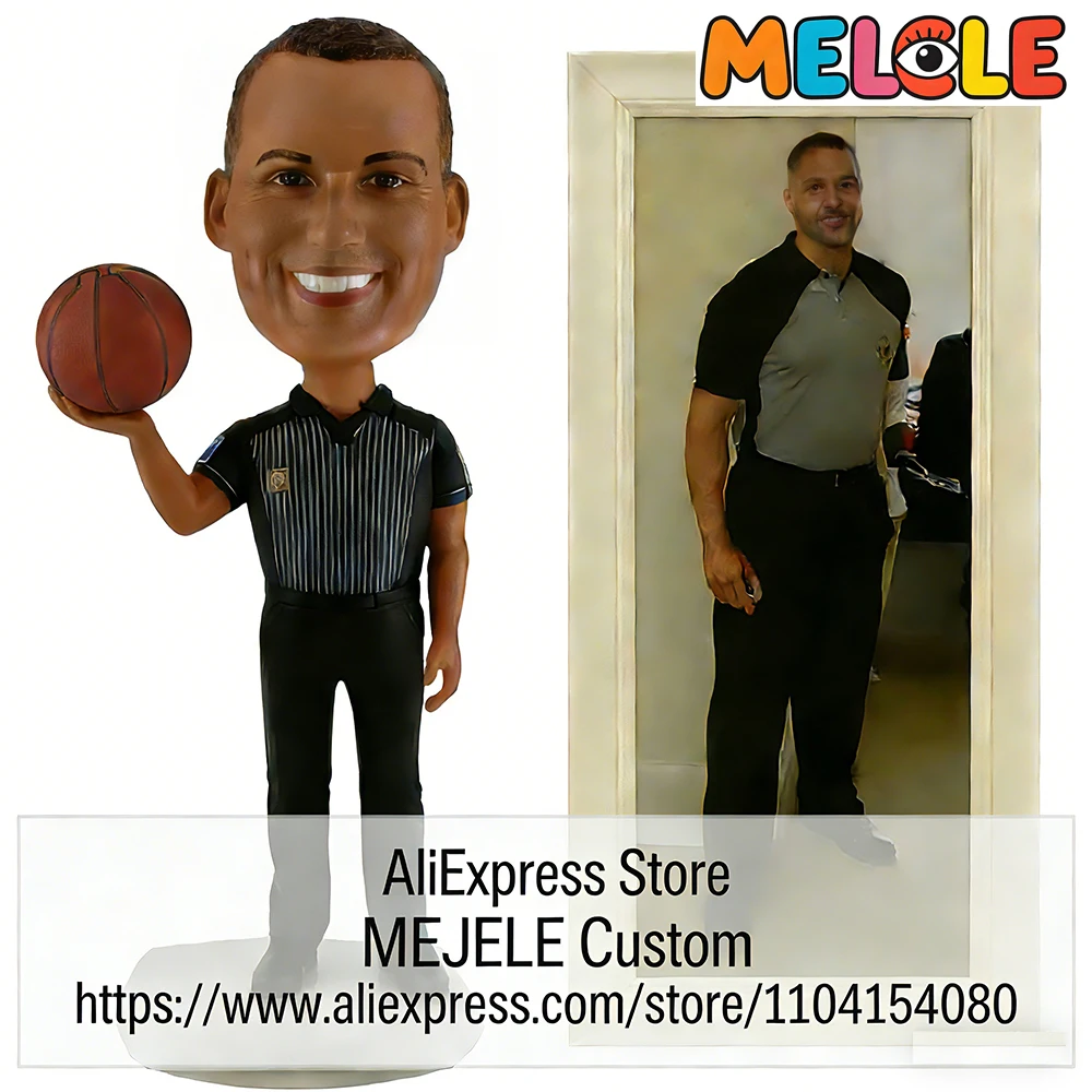 

Personalized Basketball Referee Bobblehead Custom Hand-Sculpted Clay Figurine, Ideal Retirement Gift for Sports Referee Lovers