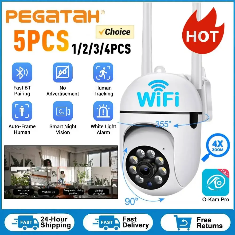 8MP HD كاميرا متحركة واي فاي مراقبة الفيديو IP حماية الأمن في الهواء الطلق مراقبة المنزل 4.0X التكبير اللون للرؤية الليلية كام O-Kam App