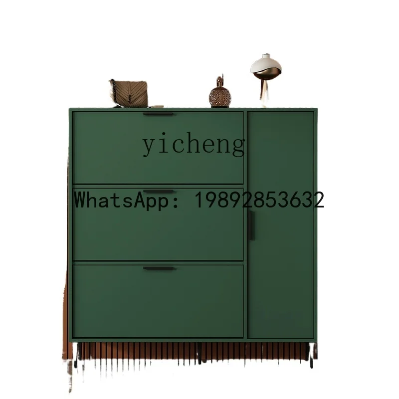 Green Shoe Cabinet Home Doorway Simple Ultra-Thin 17cm Tilting Hallway Shoe Cabinet Storage Cabinet living room decoration