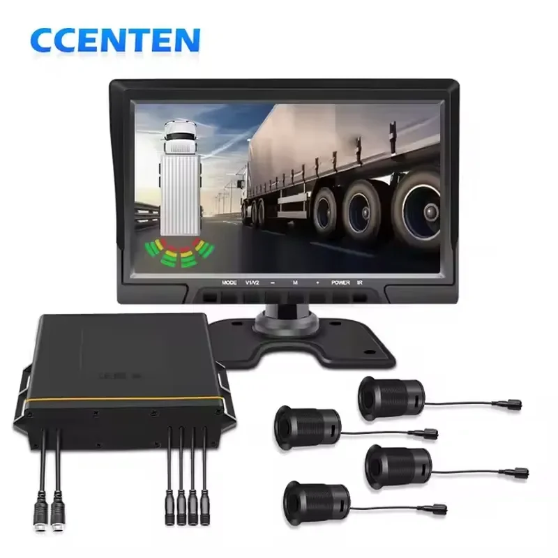 CCENTEN Truck 4-Channel Radar 1-Way AHD Camera 7-Inch Reverse Visibility System With Wide Voltage Radar Solution