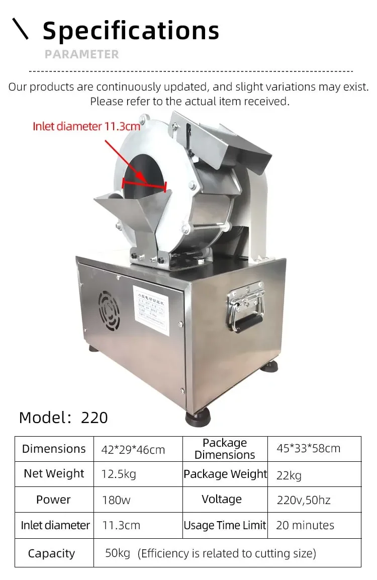 

CB220 Измельчитель картофеля Овощерезка для фруктов Резак для лука Капуста Морковь Редис Огурцы Чеснок Нарезка картофеля